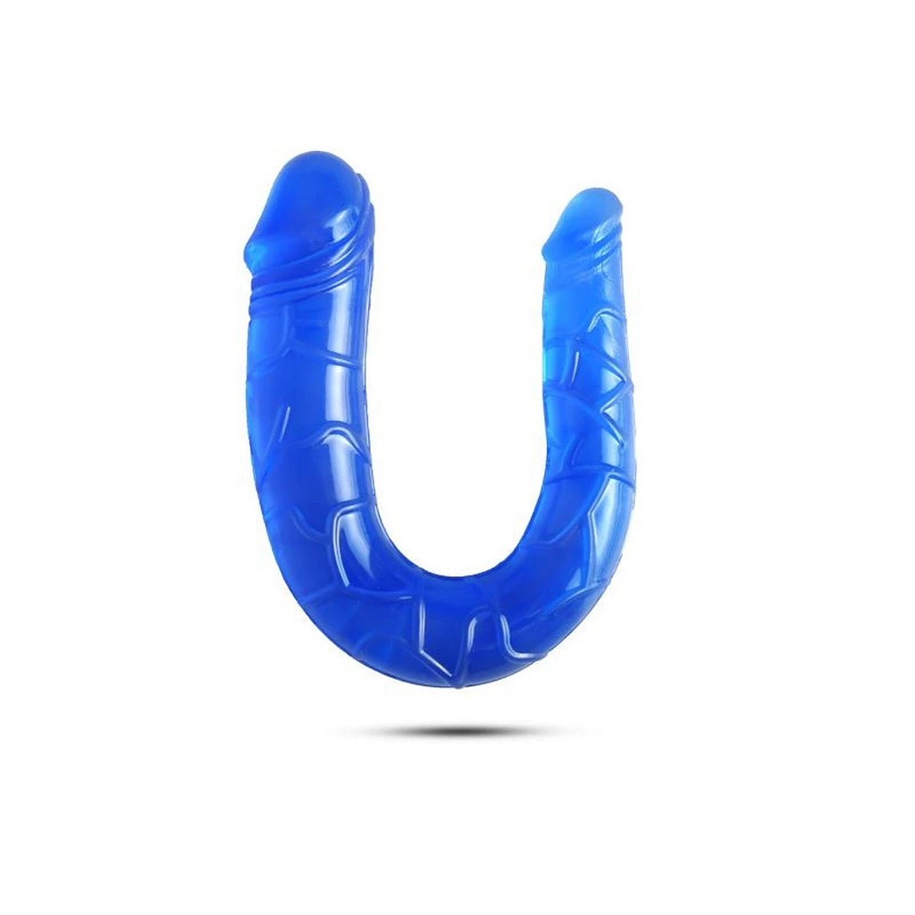 Podwójne dildo Lily Blue – elastyczne, 15 cm i 3,5 cm