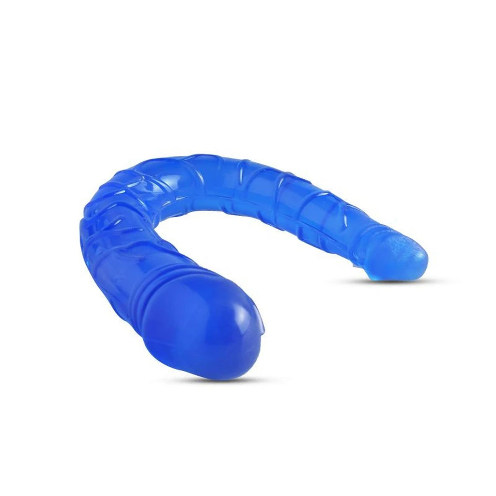 Podwójne dildo Lily Blue – elastyczne, 15 cm i 3,5 cm — zdjęcie 3