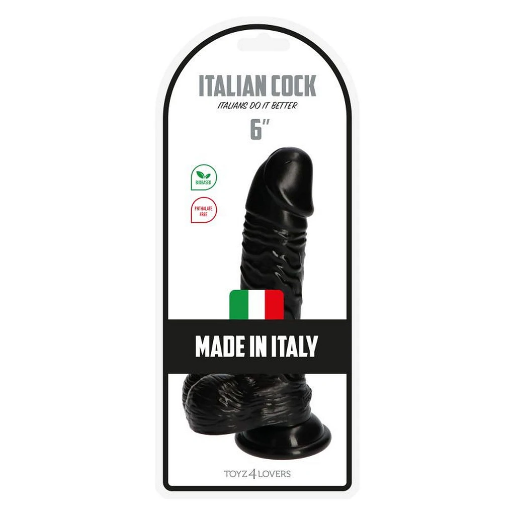 Dildo Italian Cock 6” – czarne, z przyssawką — zdjęcie 6