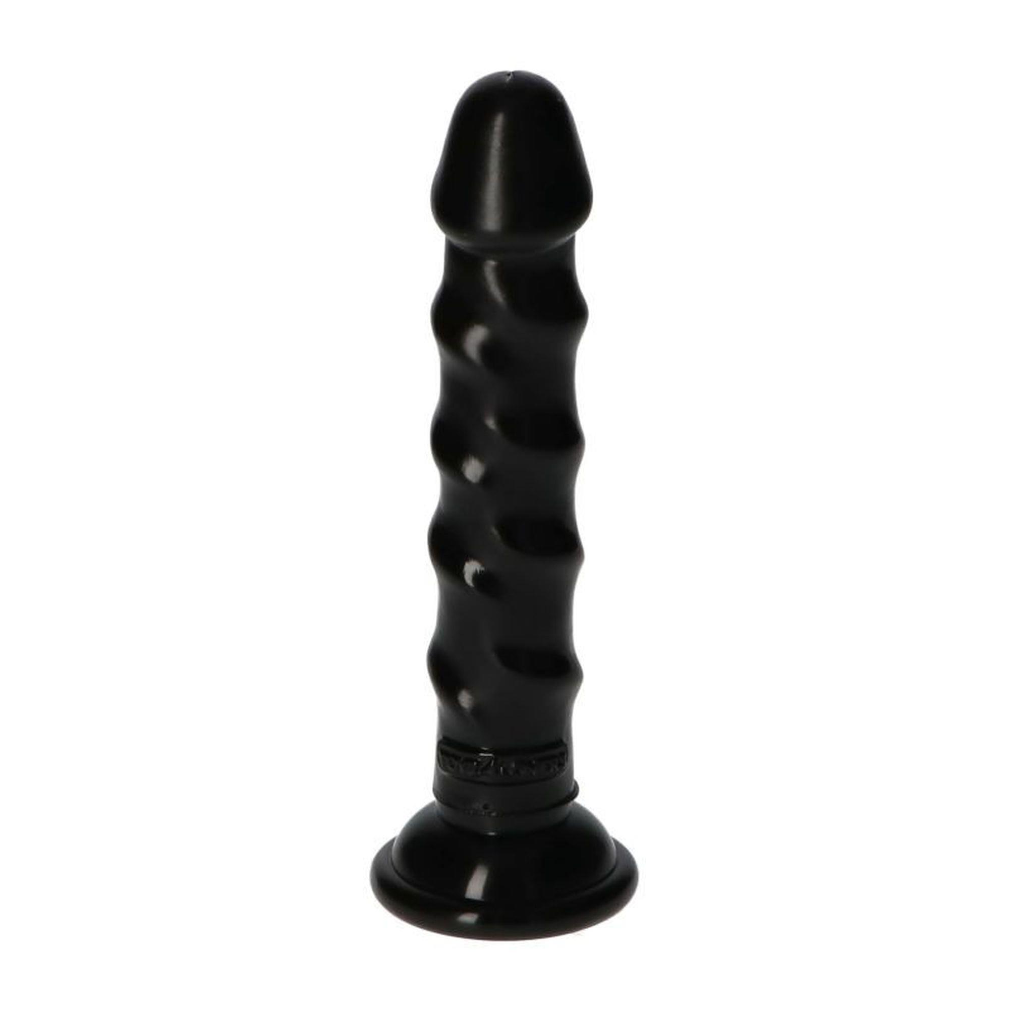 Dildo Ugo Black - 14,5 cm, spiralne żebra, przyssawka — zdjęcie 2
