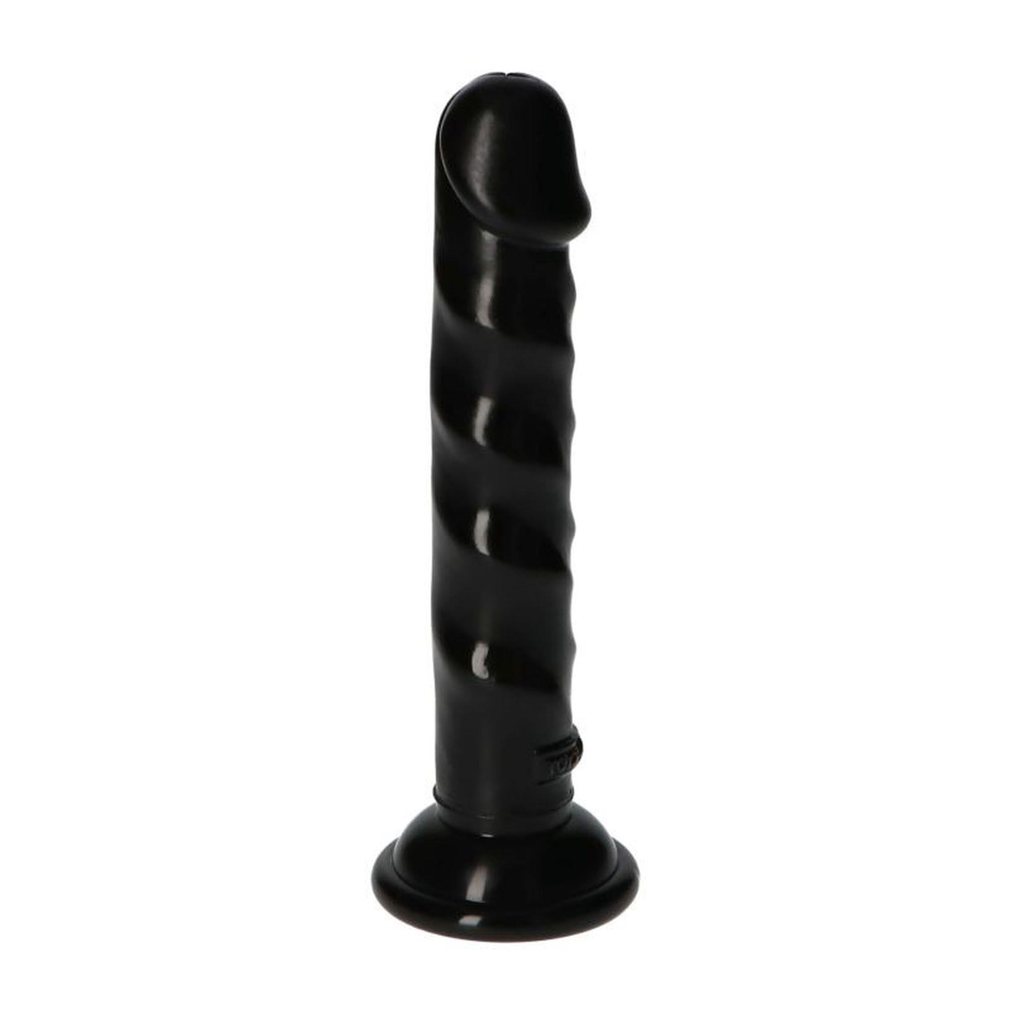 Dildo Ugo Black - 14,5 cm, spiralne żebra, przyssawka — zdjęcie 5