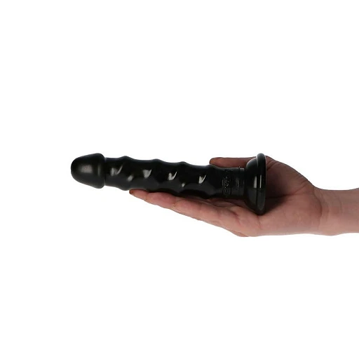 Dildo Ugo Black - 14,5 cm, spiralne żebra, przyssawka — zdjęcie 6