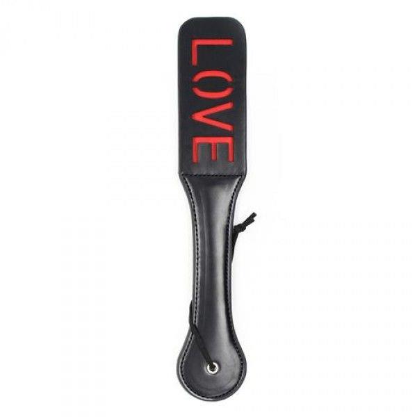 Pejcz Double Spank Paddle Love - skóra — zdjęcie 1