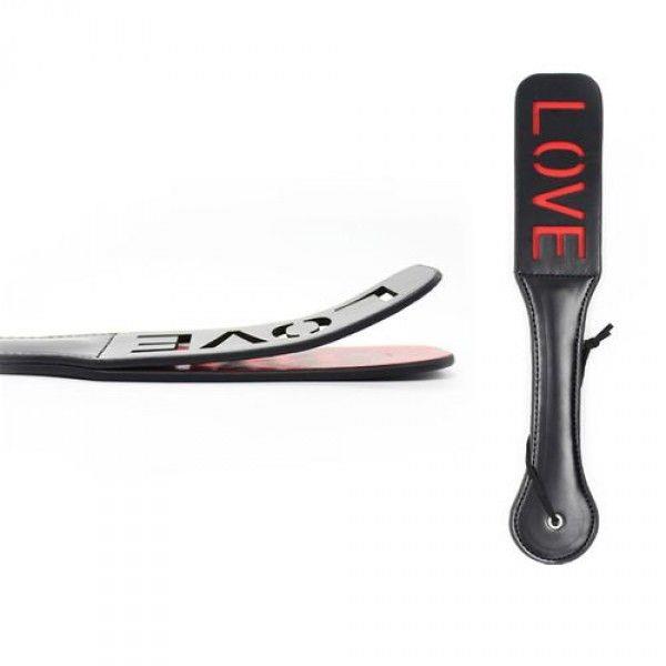 Pejcz Double Spank Paddle Love - skóra — zdjęcie 2