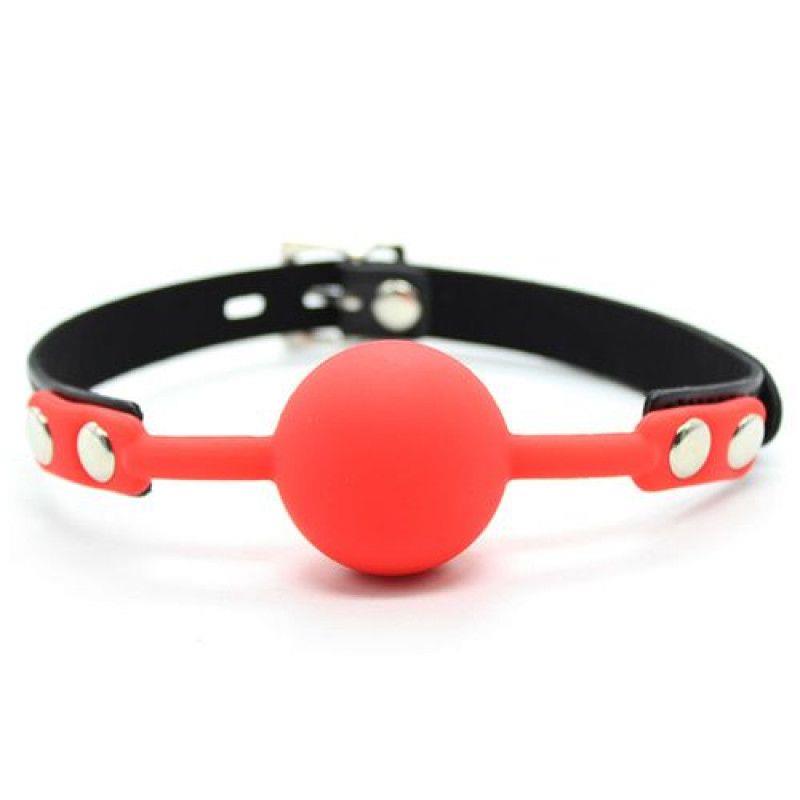 Knebel Ball Gag + Block - czerwony silikon — zdjęcie 1