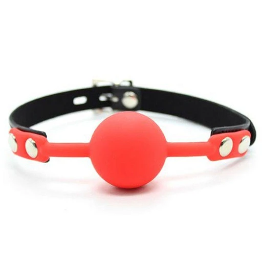 Knebel Ball Gag + Block - czerwony silikon