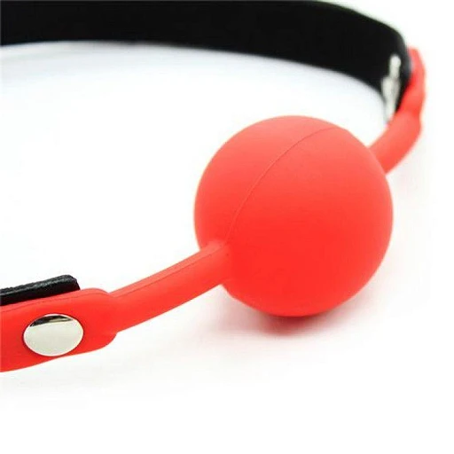 Knebel Ball Gag + Block - czerwony silikon — zdjęcie 2