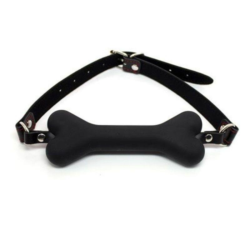 Knebel Easy Dog Gag nero - kość, czarny pasek — zdjęcie 1