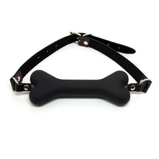 Knebel Easy Dog Gag nero - kość, czarny pasek