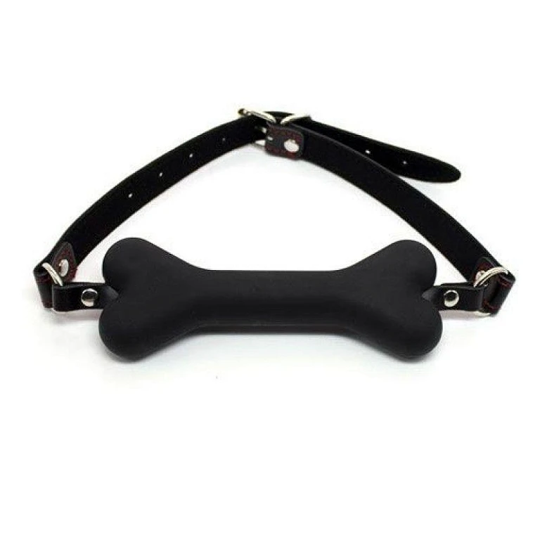 Knebel Easy Dog Gag nero - kość, czarny pasek