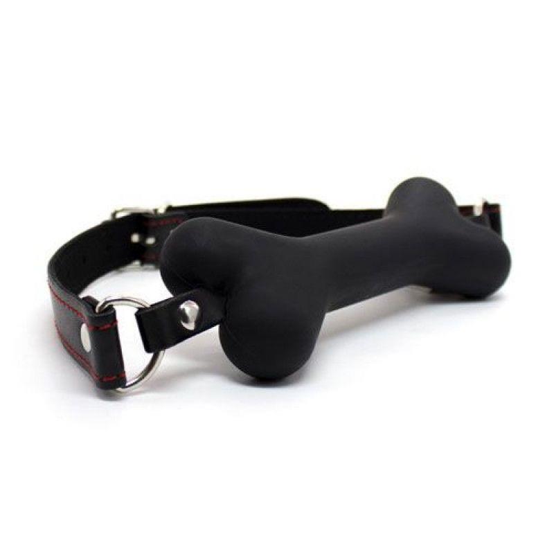Knebel Easy Dog Gag nero - kość, czarny pasek — zdjęcie 2