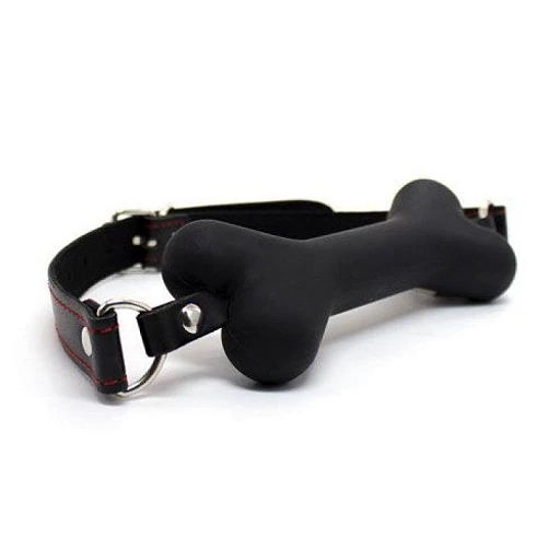 Knebel Easy Dog Gag nero - kość, czarny pasek — zdjęcie 2