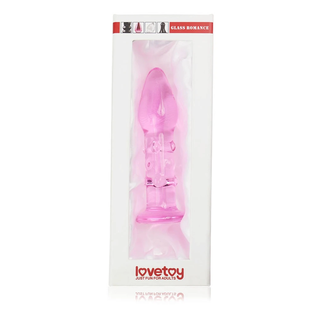 Szklany korek Romance Pink – M, różowy, z wypustkami — zdjęcie 2