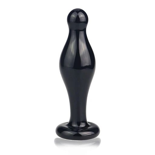 Szklany korek analny Glass Romance Black - M