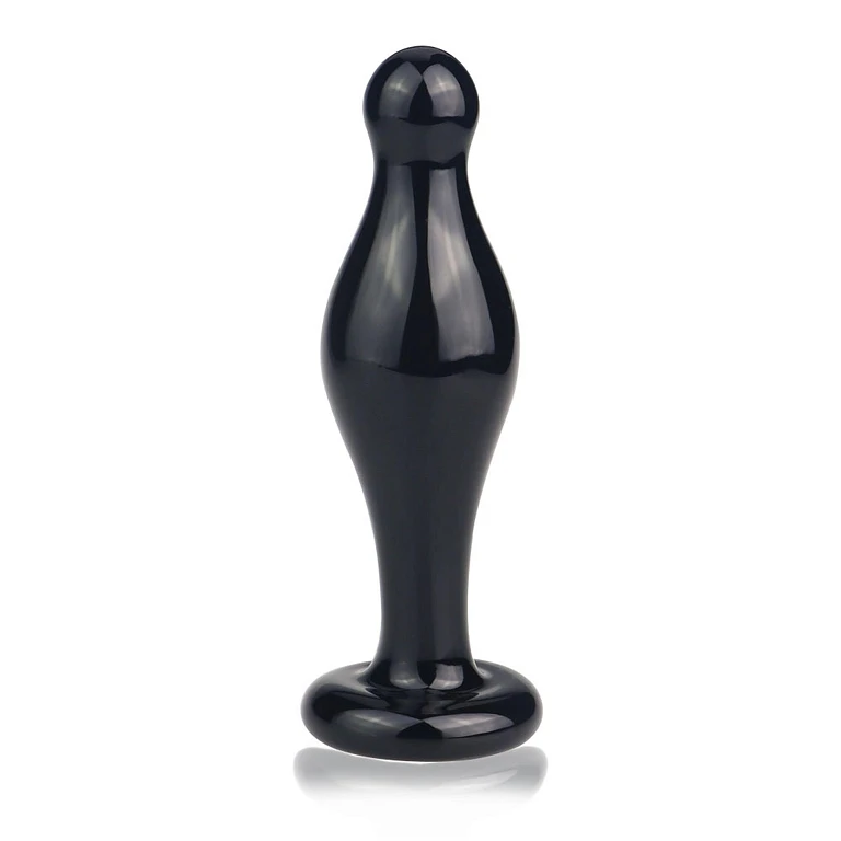 Szklany korek analny Lovetoy Glass Romance Black – M