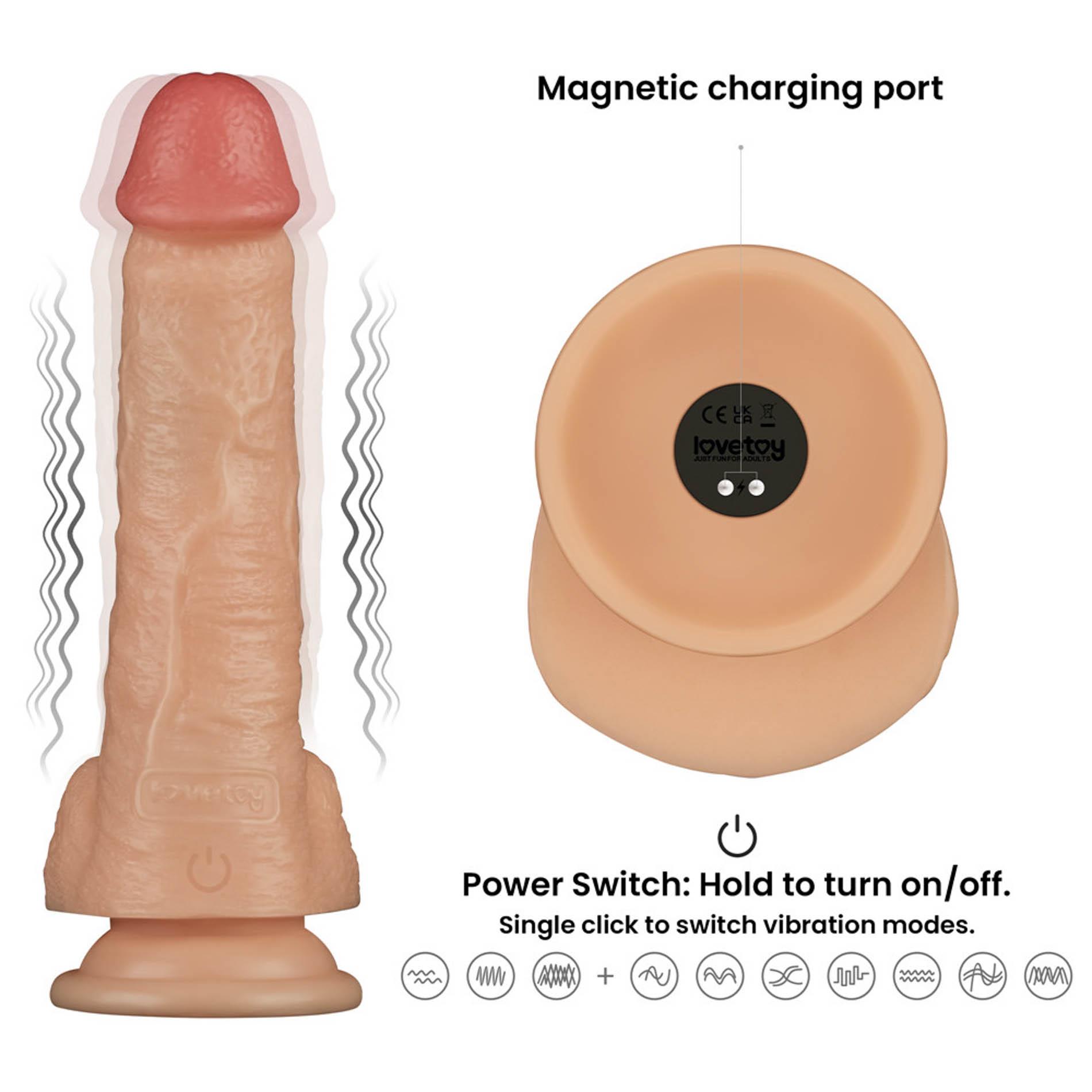 Wibrator realistyczny Lovetoy Power Basics Cock – 20,3 cm, przyssawka — zdjęcie 3