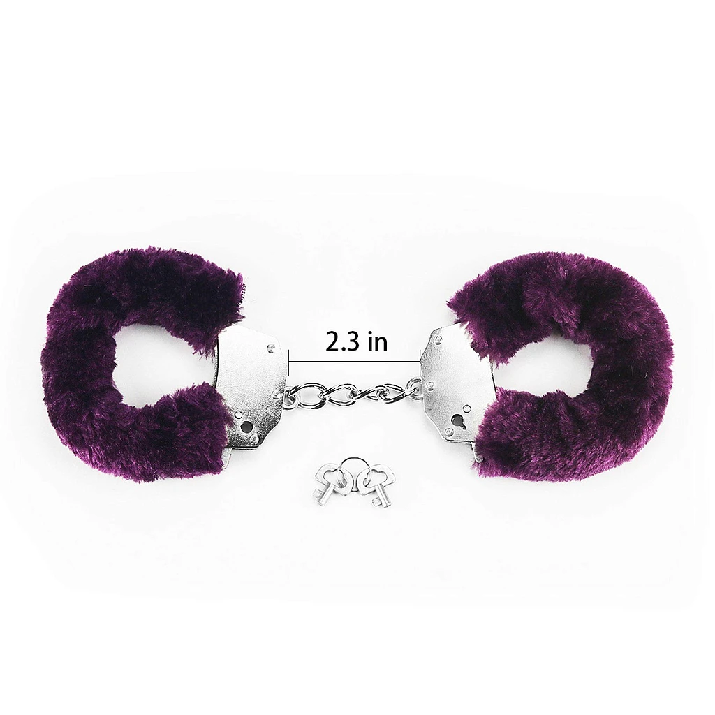 Kajdanki Fetish Pleasure - puszyste, fioletowe — zdjęcie 5