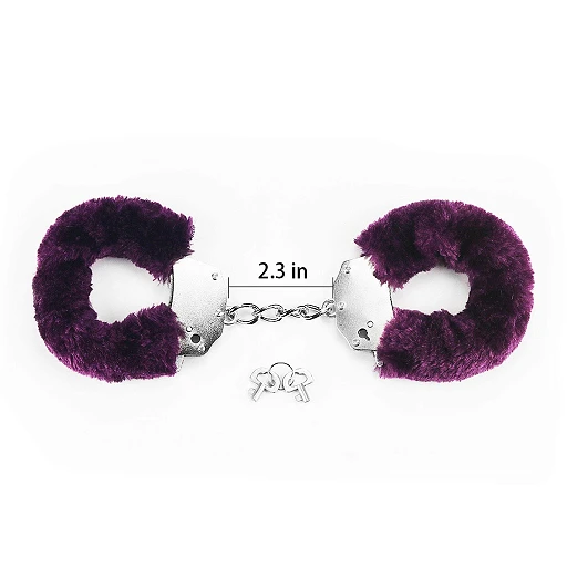 Kajdanki Fetish Pleasure - puszyste, fioletowe — zdjęcie 5