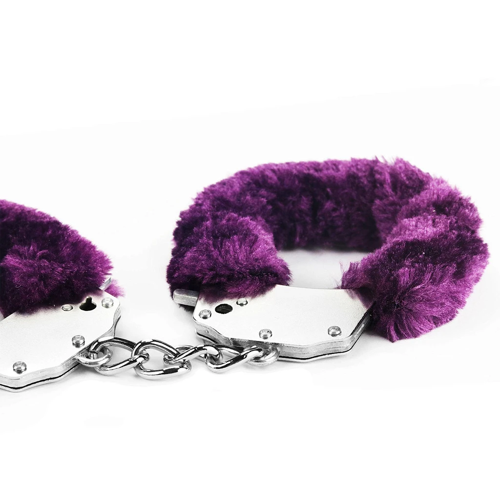 Kajdanki Fetish Pleasure - puszyste, fioletowe — zdjęcie 4