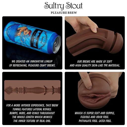 Masturbator Lovetoy Sultry Stout – wagina, etui w formie puszki piwa — zdjęcie 3