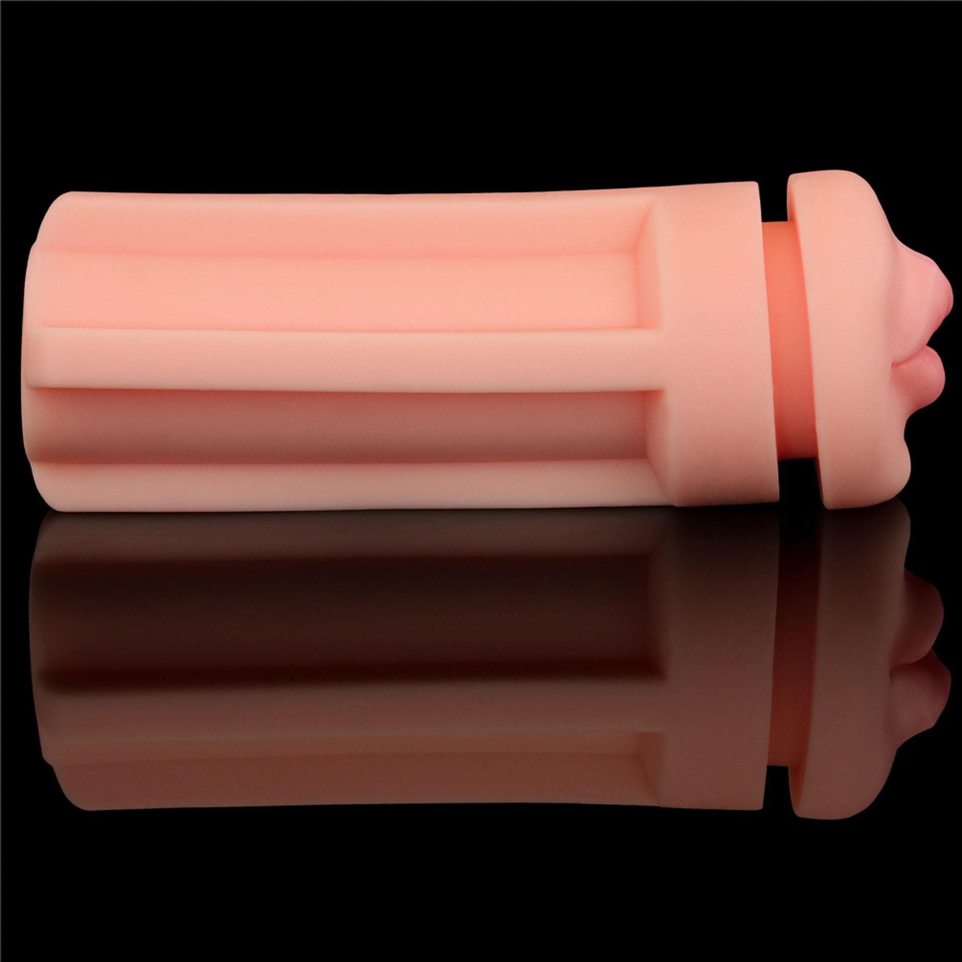 Masturbator Lovetoy Cream Ale – usta, teksturowany tunel TPE — zdjęcie 12