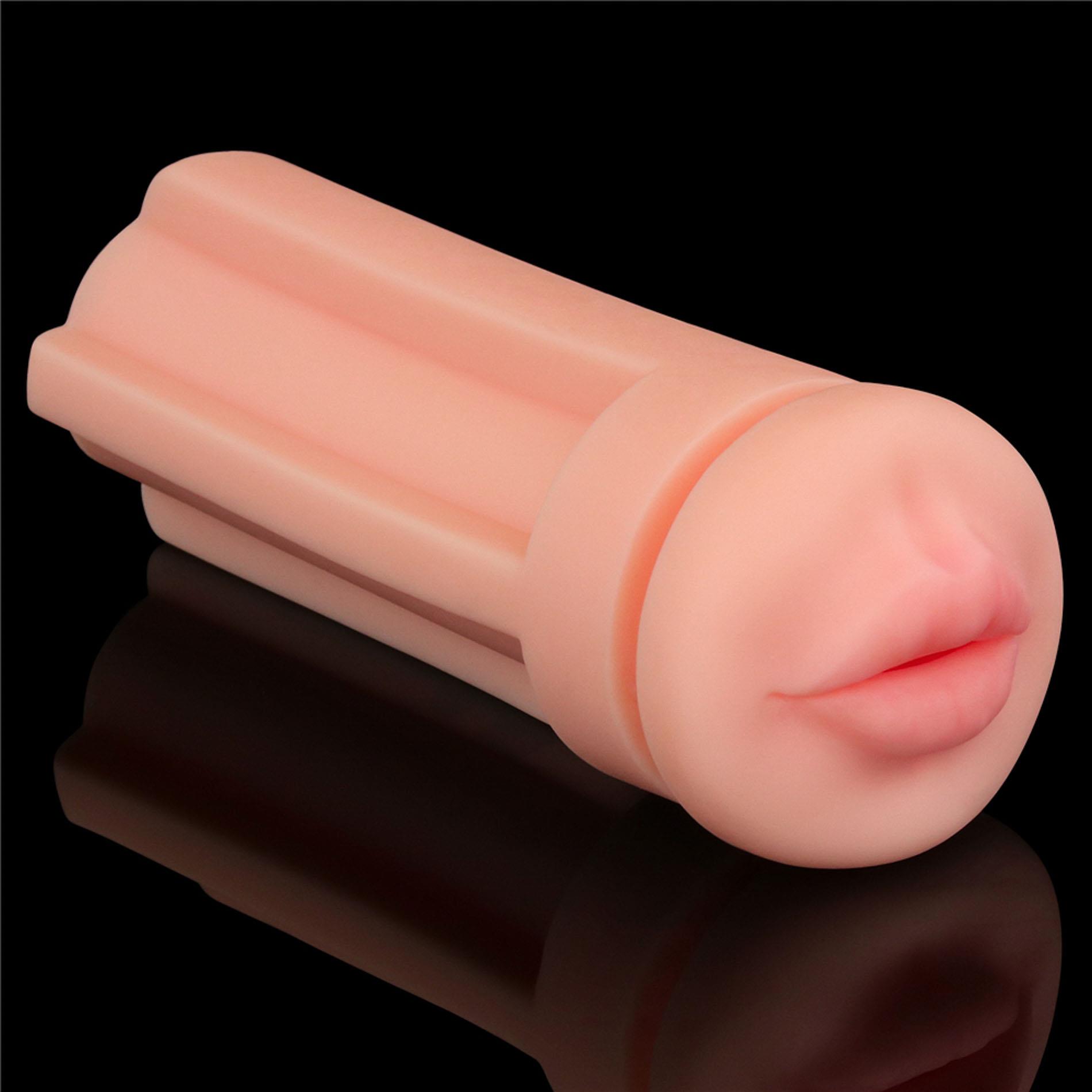 Masturbator Lovetoy Cream Ale – usta, teksturowany tunel TPE — zdjęcie 14