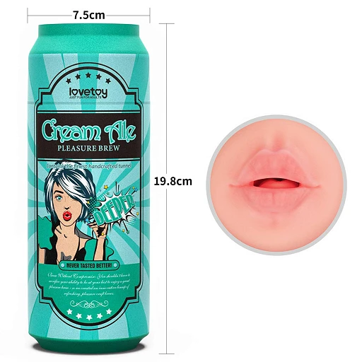 Masturbator Lovetoy Cream Ale – usta, teksturowany tunel TPE — zdjęcie 15