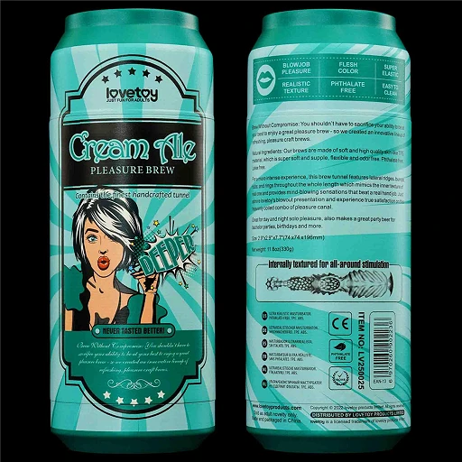Masturbator Lovetoy Cream Ale – usta, teksturowany tunel TPE — zdjęcie 4