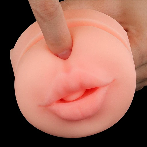 Masturbator Lovetoy Cream Ale – usta, teksturowany tunel TPE — zdjęcie 3