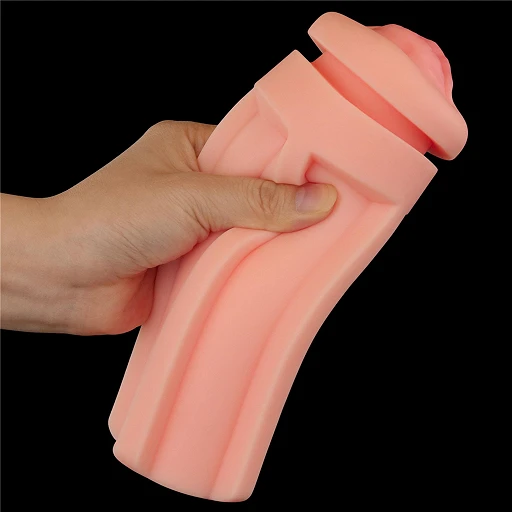 Masturbator Lovetoy Cream Ale – usta, teksturowany tunel TPE — zdjęcie 7