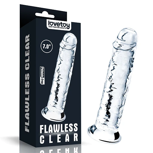 Dildo Lovetoy Flawless Clear – przezroczyste, 18 cm, z przyssawką