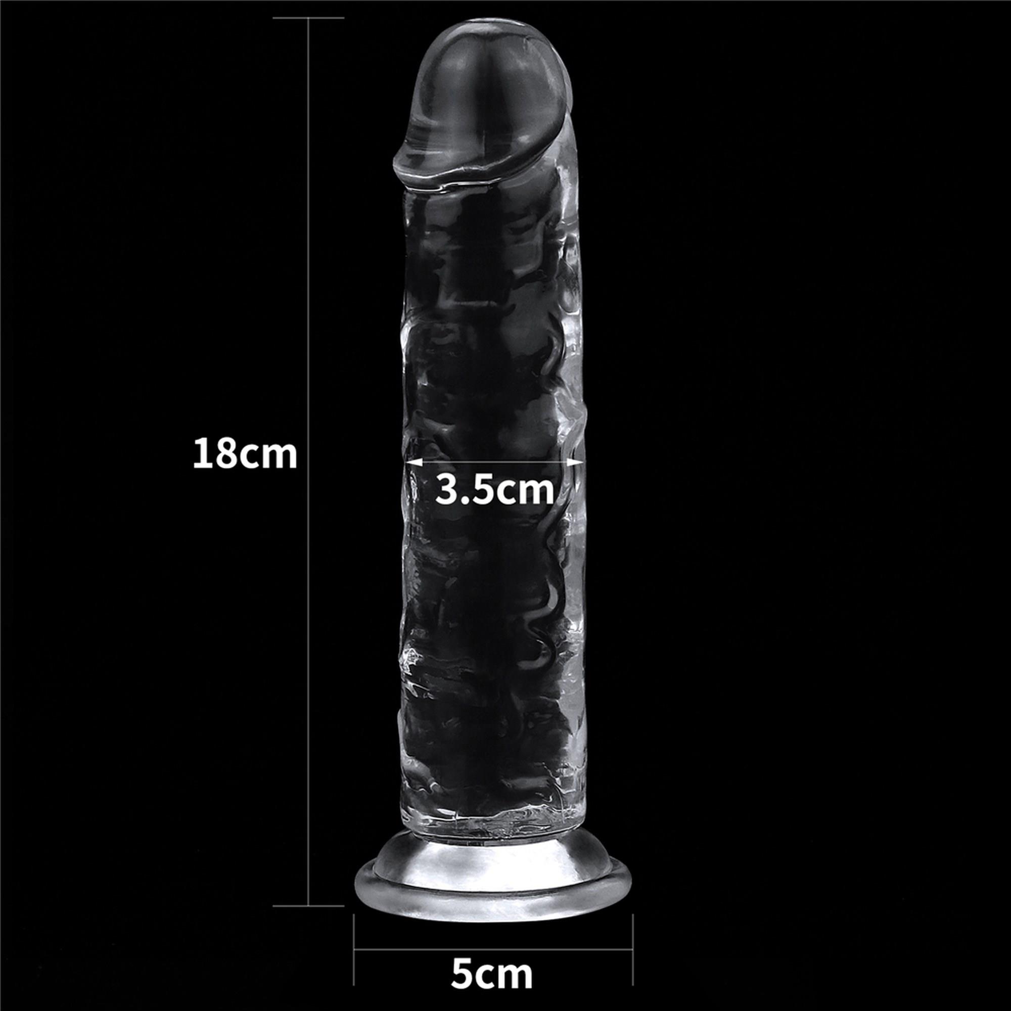 Dildo Lovetoy Flawless Clear – przezroczyste, 18 cm, z przyssawką — zdjęcie 7