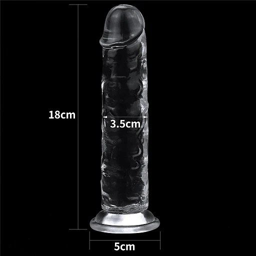 Dildo Lovetoy Flawless Clear – przezroczyste, 18 cm, z przyssawką — zdjęcie 7