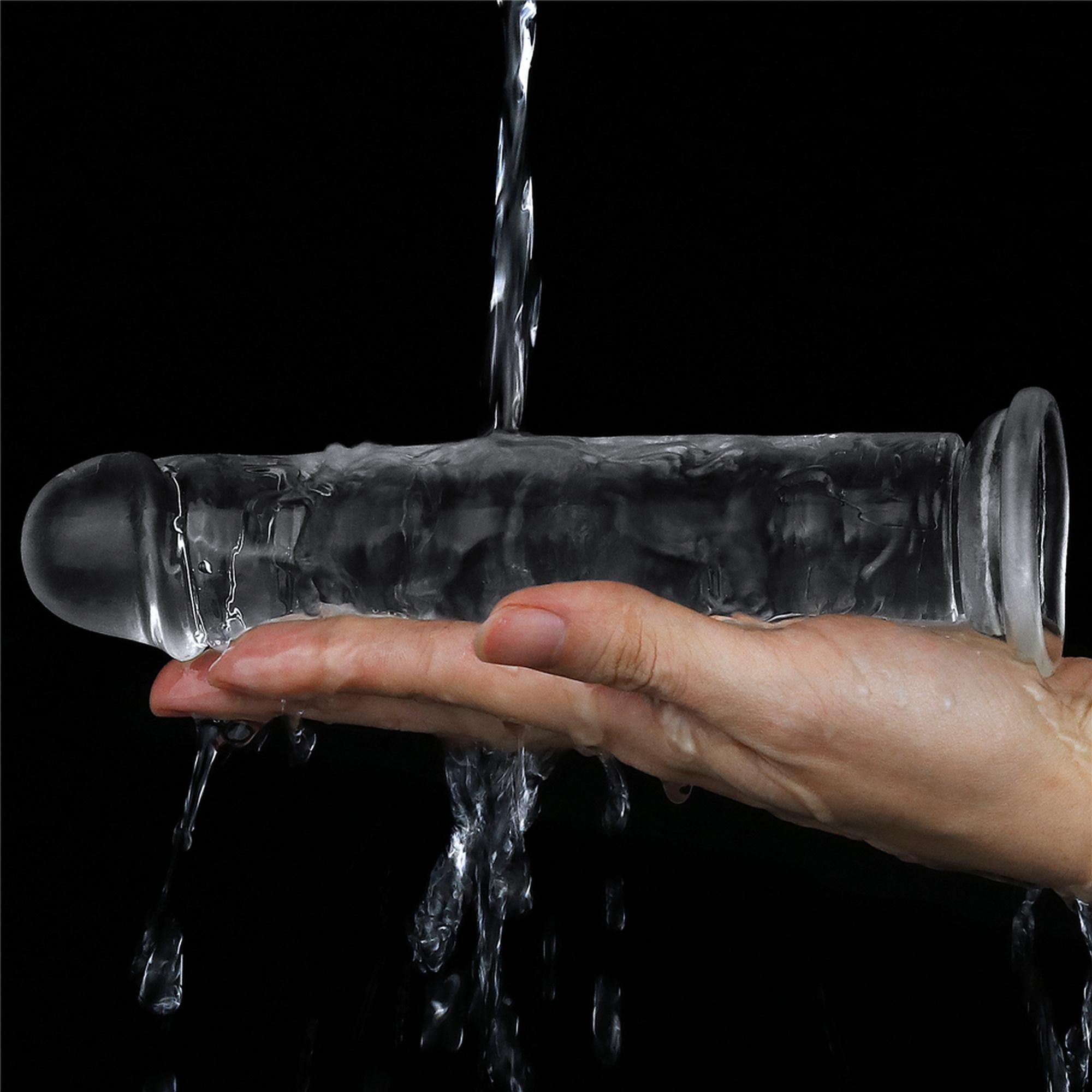 Dildo Lovetoy Flawless Clear – przezroczyste, 18 cm, z przyssawką — zdjęcie 8