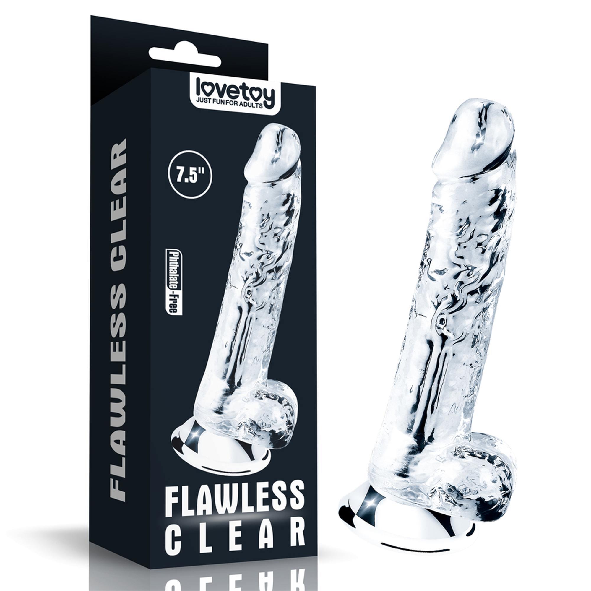 Dildo Lovetoy Flawless Clear – przezroczyste, 19 cm, z przyssawką — zdjęcie 1