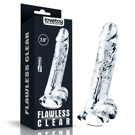 Dildo Lovetoy Flawless Clear – przezroczyste, 19 cm, z przyssawką