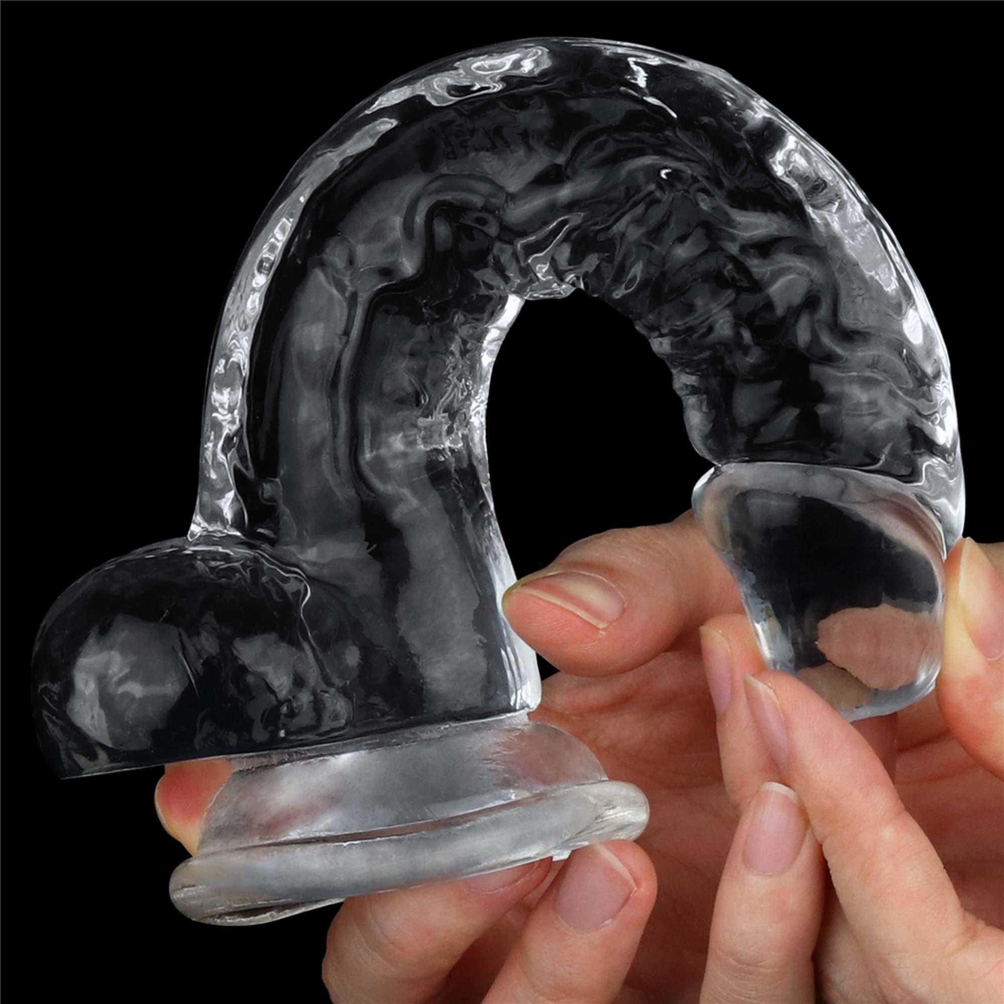 Dildo Lovetoy Flawless Clear – przezroczyste, 19 cm, z przyssawką — zdjęcie 6