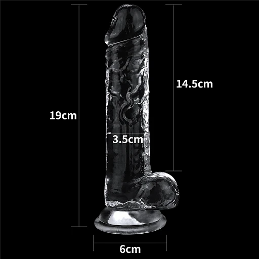 Dildo Lovetoy Flawless Clear – przezroczyste, 19 cm, z przyssawką — zdjęcie 8