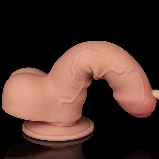 Dildo Lovetoy Sliding Skin z jądrami – 18 cm, proste