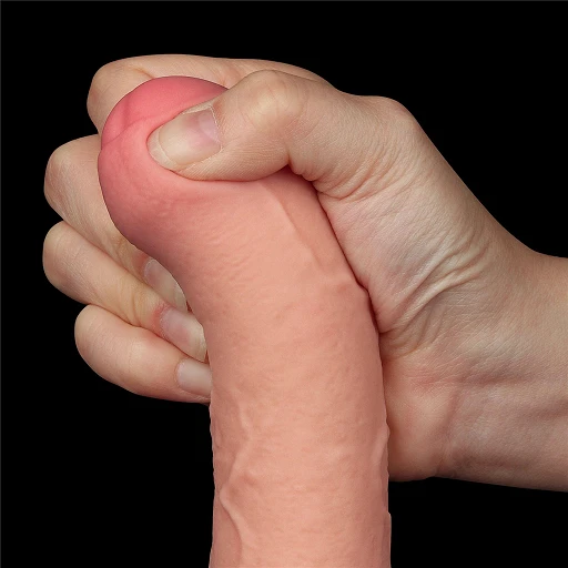Dildo Lovetoy Sliding Skin z jądrami – 18 cm, proste