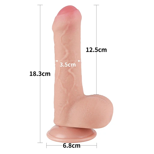 Dildo Lovetoy Sliding Skin z jądrami – 18 cm, proste