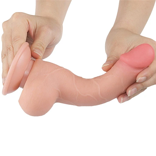 Dildo Lovetoy Sliding Skin z jądrami – 19,5 cm, średnica 3,6 cm