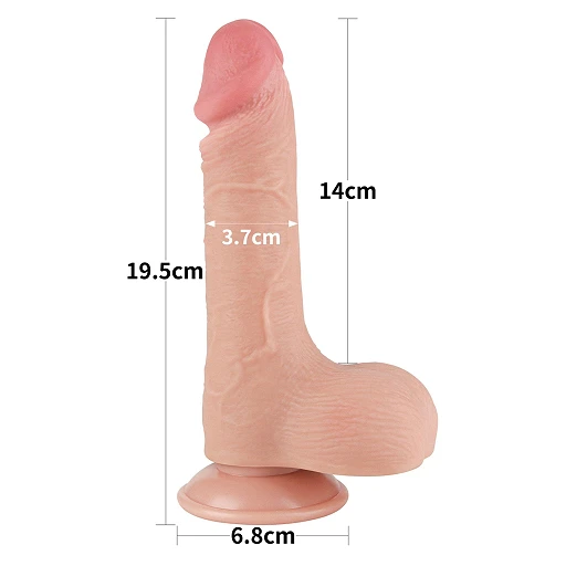 Dildo Lovetoy Sliding Skin z jądrami – 19,5 cm, średnica 3,7 cm
