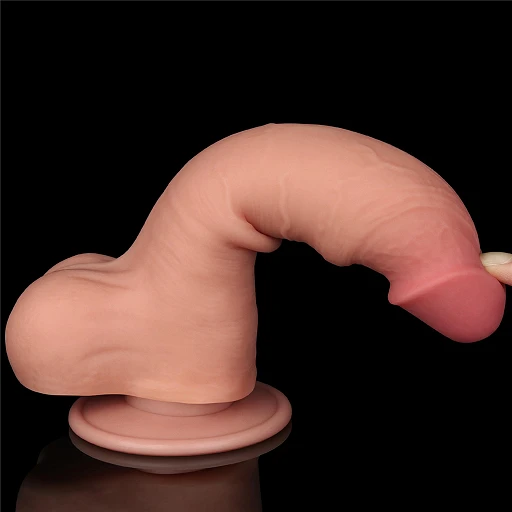 Dildo Lovetoy Sliding Skin z jądrami – 20 cm, średnica 3,9 cm