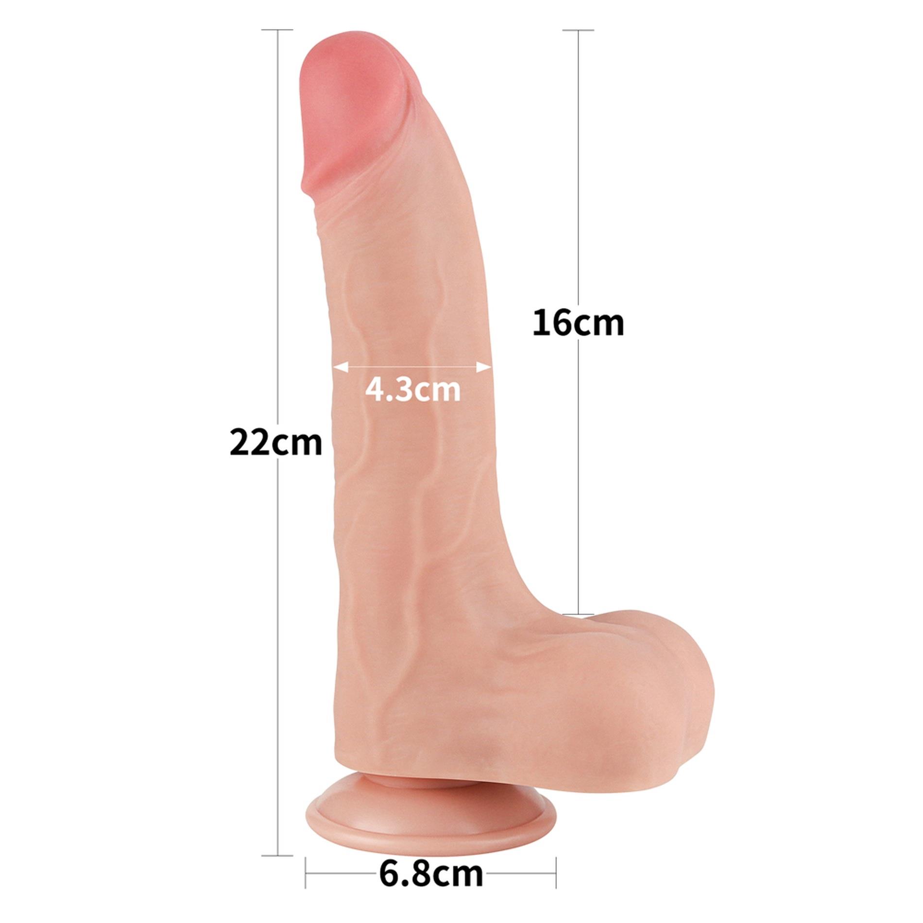 Dildo Lovetoy Sliding Skin – 22 cm, zakrzywione, duże jądra