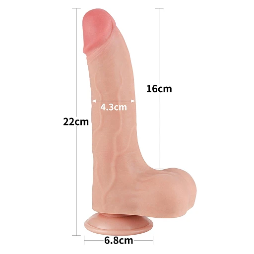 Dildo Lovetoy Sliding Skin – 22 cm, zakrzywione, duże jądra