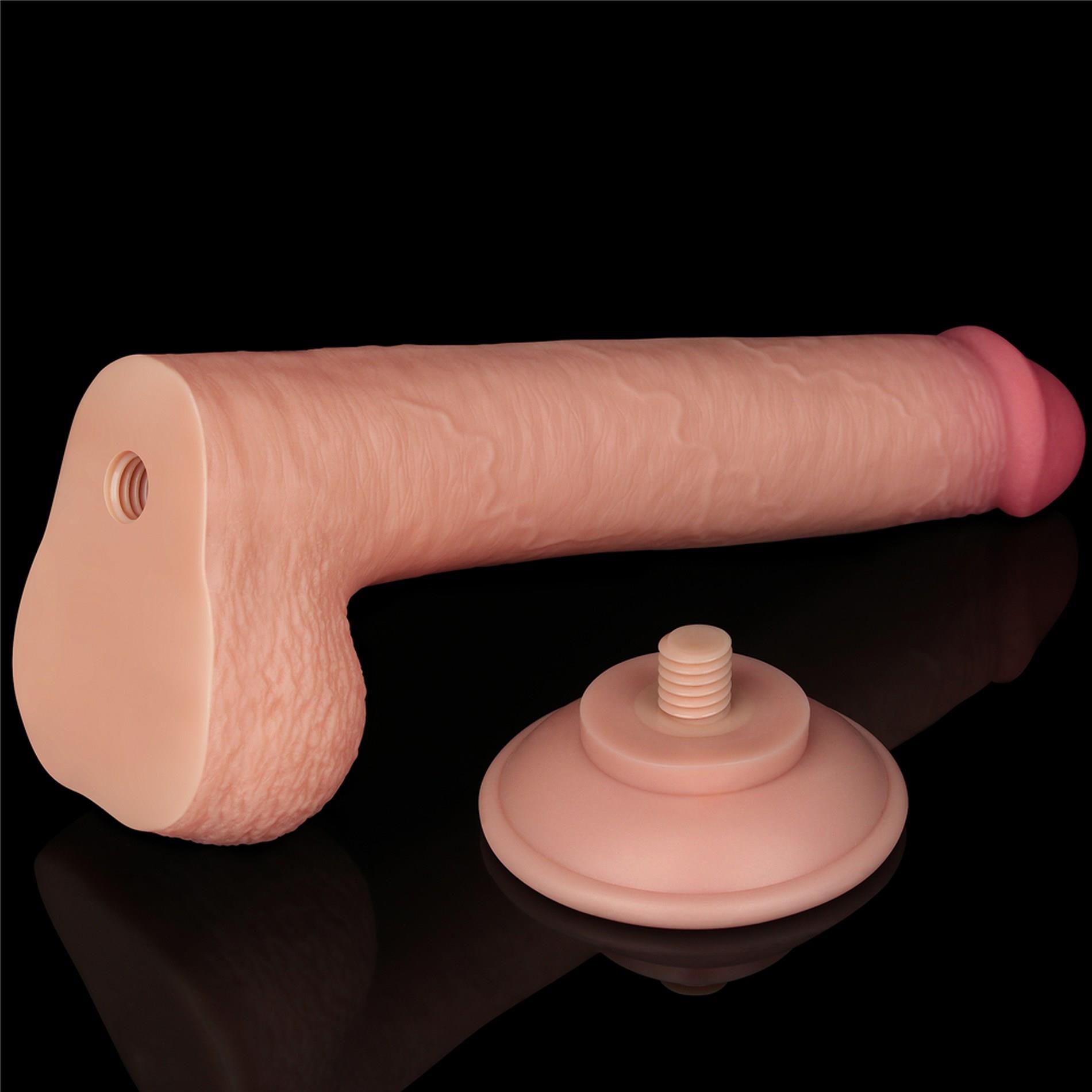 Dildo Lovetoy Sliding Skin z jądrami – 22 cm, smukłe