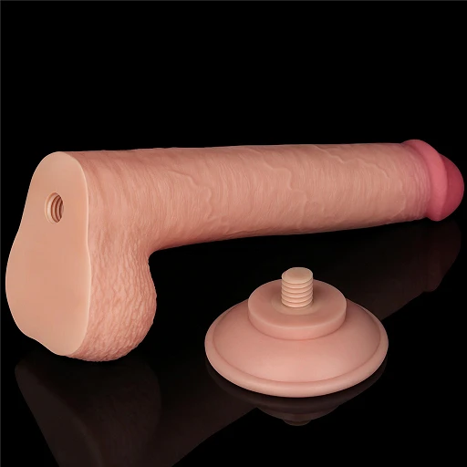 Dildo Lovetoy Sliding Skin z jądrami – 22 cm, smukłe