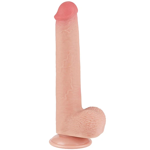 Dildo Lovetoy Sliding Skin z jądrami – 22 cm, smukłe