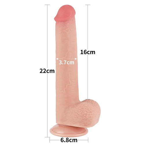 Dildo Lovetoy Sliding Skin z jądrami – 22 cm, smukłe